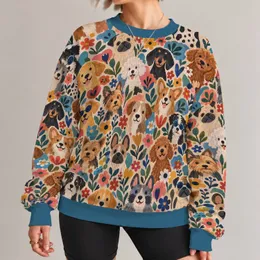 Colorful Folk Art Dogs for Playful Everyday Style and Dog Lover Gifts All-over Print Knitted Sweater