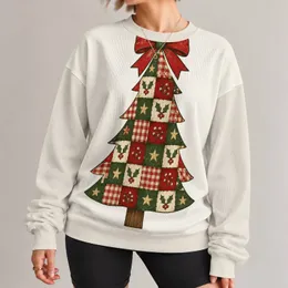 Patchwork Christmas Tree with Red Bow for Festive Holiday Celebrations and Cozy Giving All-over Print Knitted Sweater