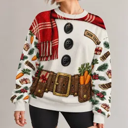 Snow Crew Santa Belt Holiday Outfit for Festive Family Christmas Party Celebrations All-over Print Knitted Sweater