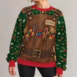 Toy Maker Elf Uniform With Tools And Toys For Christmas Workshop Party Celebrations All-over Print Knitted Sweater