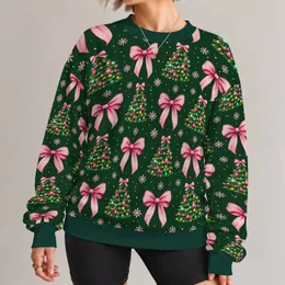 Pink Bow Christmas Trees for Festive Holiday Celebrations and Cute Seasonal Style All-over Print Knitted Sweater