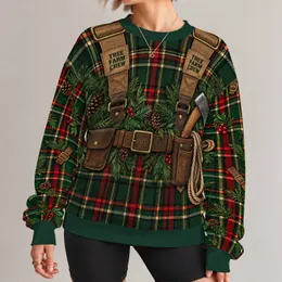Plaid Tree Farm Lumberjack Outfit for Christmas Tree Hunting and Family Holiday Photos All-over Print Knitted Sweater