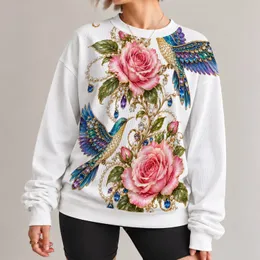 Jeweled Parrots And Pink Roses For Elegant Nature Inspired Everyday Wear All-over Print Knitted Sweater