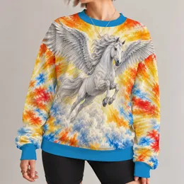 Winged Pegasus and Radiant Tie Dye for Whimsical Everyday Style All-over Print Knitted Sweater