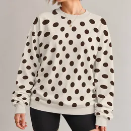 Classic Dark Brown Polka Dots on Warm Ivory for Chic Everyday Wear and Brunch Outings All-over Print Knitted Sweater