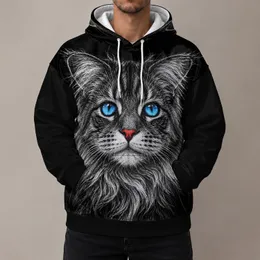 Blue-Eyed Cat Portrait for Everyday Casual Style and Creative Cat Lovers Weekend Wear All-over Print Hoodie (Lightweight)
