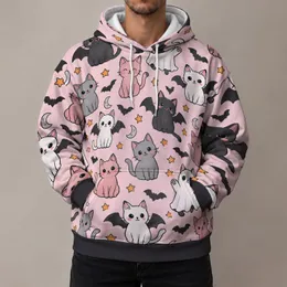 Cute Cats and Bats for Halloween Parties, Cozy Autumn Nights and Cat Lovers Everywhere All-over Print Hoodie (Lightweight)