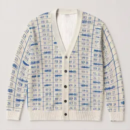 Vintage Library Due Date Ledger Motif for Book Lovers and Everyday Campus Study Days All-over Print Knitted Cardigan
