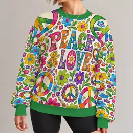 Colorful Peace And Love Flowers For Spring Festivals And Everyday Bohemian Style Wear All-over Print Knitted Sweater