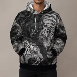 Monochrome Tiger And Wolf Wildlife Art For Outdoor Adventures And Everyday Wear All-over Print Hoodie (Lightweight)