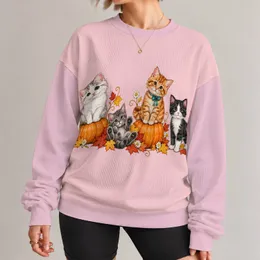 Autumn Kittens With Pumpkins And Falling Leaves For Cozy Halloween Season Celebrations All-over Print Knitted Sweater