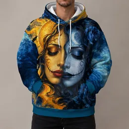 Split Sun And Moon Faces For Halloween Nights, Gothic Gatherings And Autumn Evenings All-over Print Hoodie (Lightweight)