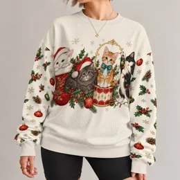 Festive Christmas Cats with Santa Hats and Holiday Cheer for Cozy Winter Gift Giving All-over Print Knitted Sweater