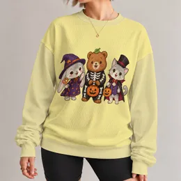 Three Halloween Animal Friends for Spooky Season Celebrations and Cozy Autumn Outings All-over Print Knitted Sweater