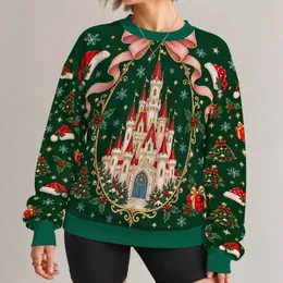 Fairytale Castle and Christmas Holly for Enchanting Holiday Celebrations and Winter Trips All-over Print Knitted Sweater
