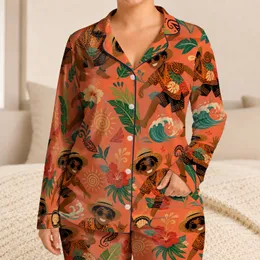 Tropical Beach Explorer Summer Wear For Boys Island Vacation Coastal Sun Ready Style Satin Pajamas Set