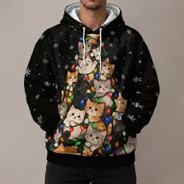 Christmas Kitten Tree Scene for Festive Winter Celebrations and Cozy Cat Lovers All-over Print Hoodie (Lightweight)