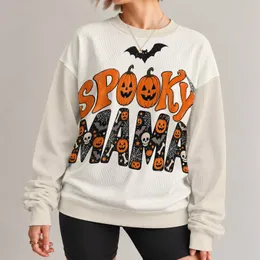 Spooky Mama Halloween Pumpkin Lettering for Festive Fall Family Celebrations All-over Print Knitted Sweater