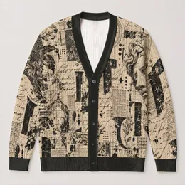 Vintage Newspaper Alien Collage for Everyday Streetwear and Curious Teenagers Style All-over Print Knitted Cardigan