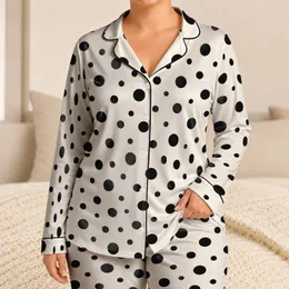 Classic Black Polka Dots for Relaxed Everyday Lounging and Weekend Comfort for Women Satin Pajamas Set