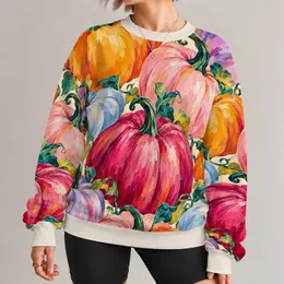 Watercolor Pumpkin Autumn Motifs for Cozy Fall Outings and Seasonal Style All-over Print Knitted Sweater
