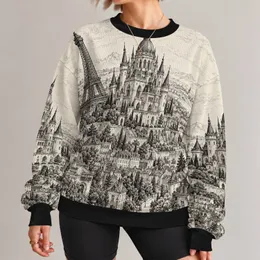 European Castle And Eiffel Tower Scenes For Travel Lovers And City Explorers All-over Print Knitted Sweater