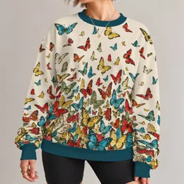 Colorful Butterfly Motifs for Spring Layering and Cheerful Casual Everyday Style All-over Print Knitted Sweater