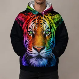 Rainbow Tiger Face for Bold Weekend Lounging and Colorful Casual Style at Home All-over Print Hoodie (Lightweight)