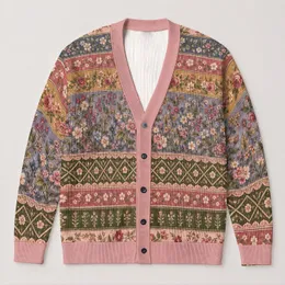 Vintage Floral Garden Bands For Romantic Everyday Layering And Cottagecore Style All-over Print Knitted Cardigan