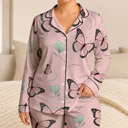 Blush Butterfly Sleepwear For Cozy Summer Nights, Lounging, And Weekend Rest For Women Satin Pajamas Set