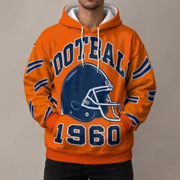 Orange Football Helmet and Navy Stripe Fan Gear for Game Day, Tailgating and Casual Wear All-over Print Hoodie (Lightweight)