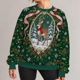 Coquette Reindeer and Pink Bow for Christmas Holiday Cheer All-over Print Knitted Sweater