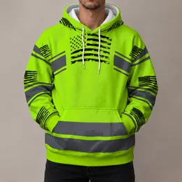 Fluorescent Lime Star Stripe Workwear Style for Commuting and Outdoor Jobs All-over Print Hoodie (Lightweight)