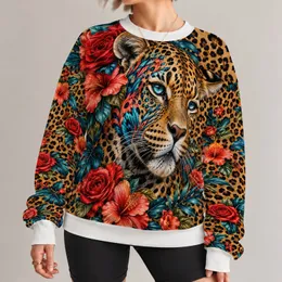 Leopard Face And Tropical Roses For Bold Casual Style And Everyday Wear All-over Print Knitted Sweater