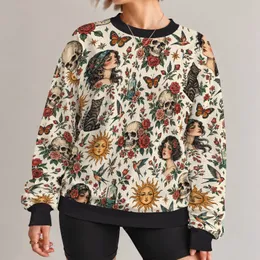 Gothic Skull, Rose And Butterfly Motifs For Alternative Fashion And Everyday Wear All-over Print Knitted Sweater