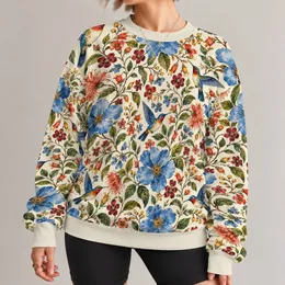 Blue Floral Hummingbirds for Garden Walks and Relaxed Weekend Outings All-over Print Knitted Sweater