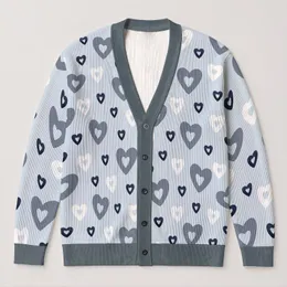 Grey Heart Motifs For Cozy Winter Layering, Casual Date Days, And Everyday Women’s Style All-over Print Knitted Cardigan