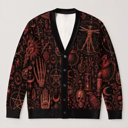 Occult Witchcraft Symbols for Dark Academia Style and Everyday Layering All-over Print Knitted Cardigan