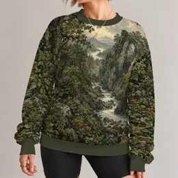 Olive Woodland Stream And Stone Bridge For Quiet Autumn Nature Getaways All-over Print Knitted Sweater