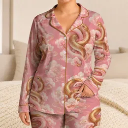 Pink and Gold Serpent Coils for Dreamy Nighttime Lounging and Cozy Relaxation Style Satin Pajamas Set