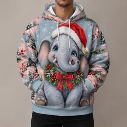 Santa Hat Baby Elephant Holiday Cheer for Christmas Celebrations and Cozy Winter Days All-over Print Hoodie (Lightweight)