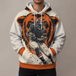 Vintage Quarterback Bear Emblem for Chicago Game Day Tailgates and Football Fans All-over Print Hoodie (Lightweight)