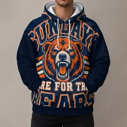 Vintage Bear Mascot Football Art for Sunday Game Day Fans and Tailgate Gatherings All-over Print Hoodie (Lightweight)