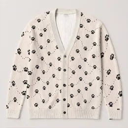 Black Dog Paw Trails for Casual Pet Lover Style and Everyday Outings All-over Print Knitted Cardigan