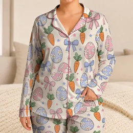Daisy Easter Eggs, Carrots And Bows For A Cheerful Springtime Celebration For Kids Satin Pajamas Set