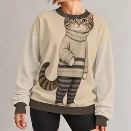 Tabby Cat in Cozy Turtleneck for Casual Everyday Style and Cat Lovers All-over Print Knitted Sweater