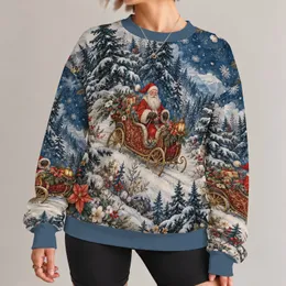 Santa Sleigh Winter Woodland Scene for Cozy Holiday Celebrations and Festive Days All-over Print Knitted Sweater