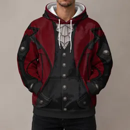 Burgundy Coachman Vest And Tailcoat Look For Halloween Cosplay And Costume Parties All-over Print Hoodie (Lightweight)