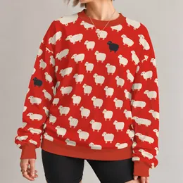 Cream Sheep and Lone Black Sheep Motif for Playful Farmhouse Everyday Style Women All-over Print Knitted Sweater
