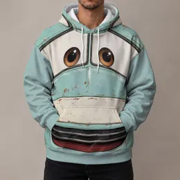 Vintage Teal Cartoon Car Face for Theme Park Trips and Family Road Adventures All-over Print Hoodie (Lightweight)